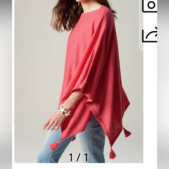 J. Jill | Linen Blend Tasseled Poncho Sweater | Citron Chartreuse | One Size - Picture 2 of 12